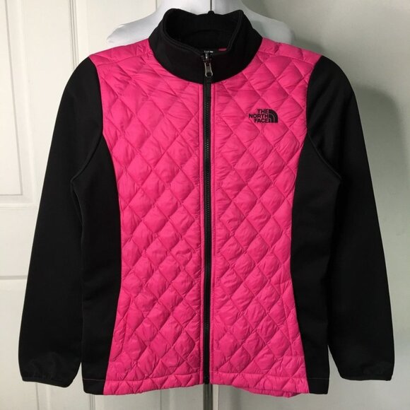 The North Face Other - The North Face Girls Large Hot Pink Black  Full Zip Quilted Jacket w/ Pockets